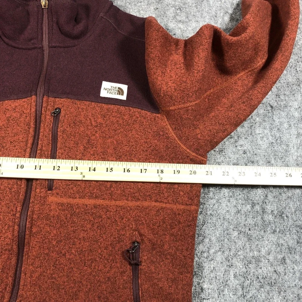 The North Face Mens M Brick Red Fleece Jacket Colorblock Full Zip Hiking‎